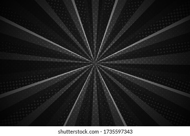 Dark black retro halftone background with stripes and dots	