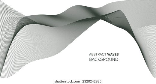 Dark black shade abstract waves shapes background, Vector line art, waves pattern