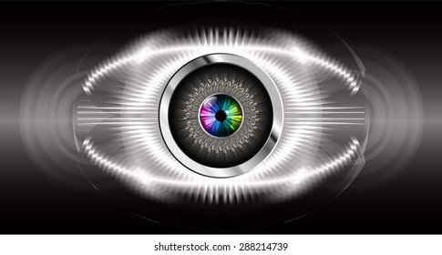 Dark black silver Abstract light lamps background for Technology computer graphic website internet business. Vector illustration.Spot Effect. neon, Spotlights. eye. eyeball. bright. grow