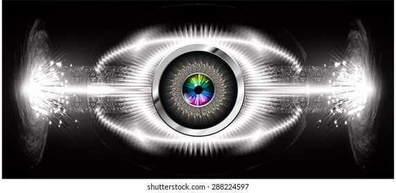 Dark black silver Abstract light lamps background for Technology computer graphic website internet business. Vector illustration.Spot Effect. neon, Spotlights. eye. eyeball. bright. grow.infographics