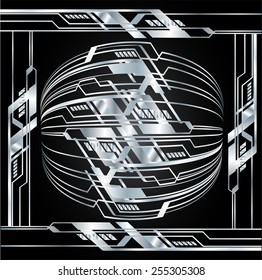 Dark black silver color Light Abstract Technology background for computer graphic website internet. circuit