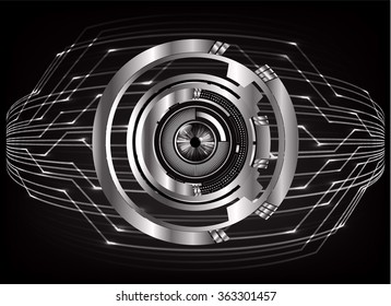 dark black silver Light Abstract Technology background for computer graphic website internet and business. circuit. illustration.digital.infographics. binary code. zero one.eye