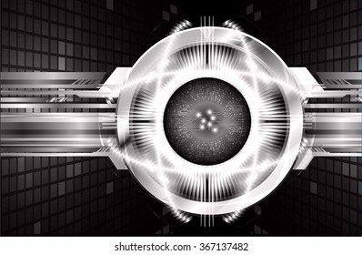 dark black silver Light Abstract Technology background for computer graphic website internet and business. circuit. illustration.digital.infographics. binary code. zero one. eye. scan virus vector