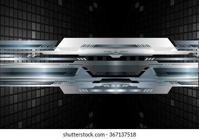 dark black silver Light Abstract Technology background for computer graphic website internet and business. circuit. illustration.digital.infographics. binary code. zero one. eye. scan virus vector