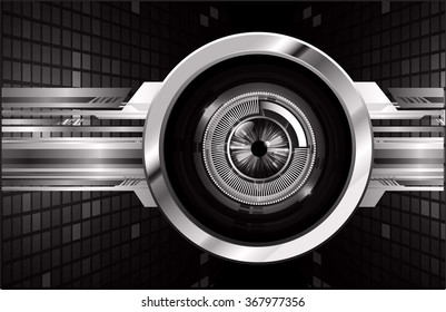 dark black silver Light Abstract Technology background for computer graphic website internet and business. circuit. illustration.digital.infographics. binary code. zero one. eye. scan virus vector