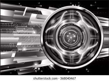 dark black silver Light Abstract Technology background for computer graphic website internet and business. circuit. illustration.digital.infographics. binary code. zero one. eye. scan virus vector