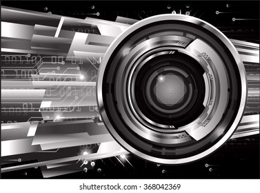 dark black silver Light Abstract Technology background for computer graphic website internet and business. circuit. illustration.digital.infographics. binary code. zero one. eye. scan virus vector