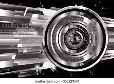 dark black silver Light Abstract Technology background for computer graphic website internet and business. circuit. illustration.digital.infographics. binary code. zero one. eye scan virus vector