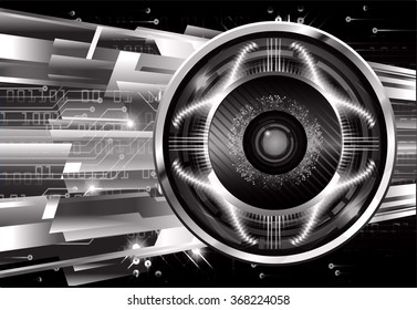 dark black silver Light Abstract Technology background for computer graphic website internet and business. circuit. illustration.digital.infographics. binary code. zero one. eye scan virus vector