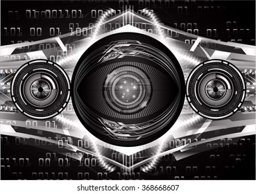 dark black silver Light Abstract Technology background for computer graphic website internet and business. circuit. illustration.digital.infographics. binary code. zero one. eye. scan virus vector