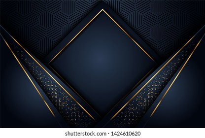 Dark black textured layer overlap background. Elegant luxurious background