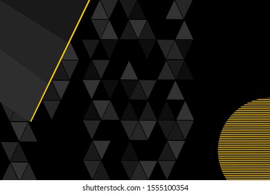 Dark black triangular and yellow line  abstract background vector for graphic cards design 