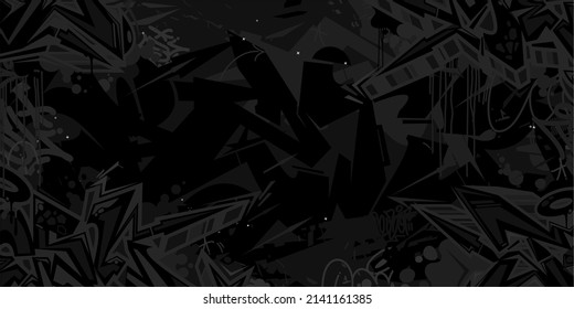 Dark Black Urban Abstract Graffiti Style Pattern Vector Illustration Background Template