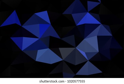 Dark Black vector abstract mosaic background. Triangular geometric sample with gradient.  The elegant pattern can be used as part of a brand book.