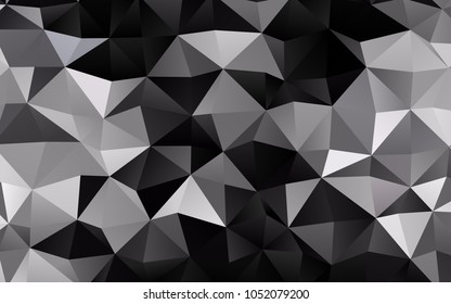 Dark Black vector abstract mosaic background. Triangular geometric sample with gradient.  A new texture for your design.