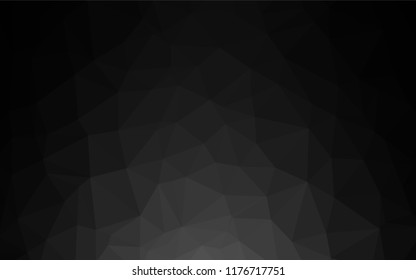 Dark Black vector abstract mosaic background. Triangular geometric sample with gradient.  Brand new style for your business design.