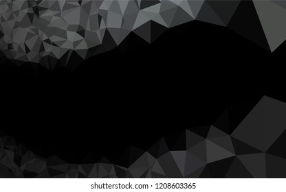 Dark Black vector abstract mosaic pattern. Triangular geometric sample with gradient.  A completely new design for your business.