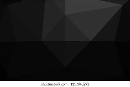 Dark Black vector abstract mosaic background. Triangular geometric sample with gradient.  The polygonal design can be used for your web site.