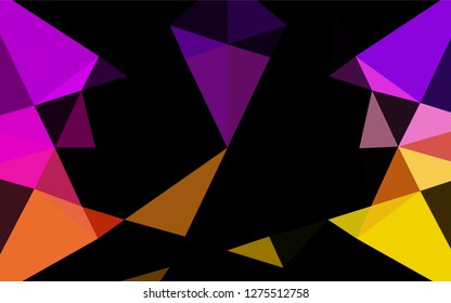 Dark Black vector abstract mosaic background. Triangular geometric sample with gradient.  The template can be used as a background for cell phones.