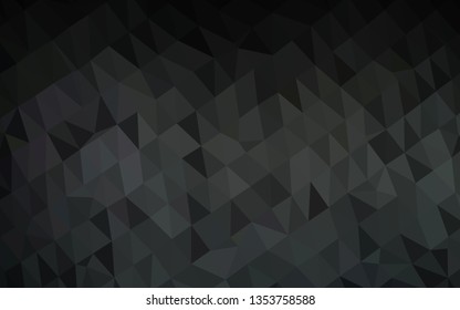 Dark Black vector abstract mosaic pattern. Triangular geometric sample with gradient.  New texture for your design.