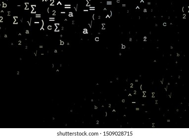 Dark Black vector backdrop with algebra elements. Colored mathematic signs with gradient on white background. Template for cell phone backgrounds.