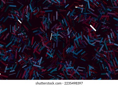 Dark black vector backdrop with long lines. Glitter abstract illustration with colored sticks. Pattern for websites, landing pages.