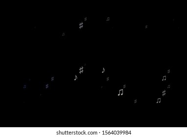 Dark Black vector backdrop with music notes. Decorative design in abstract style with music shapes. Pattern for festival leaflets.