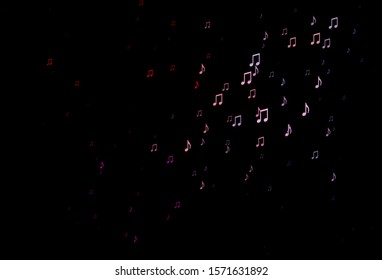 Dark Black vector backdrop with music notes. Decorative design in abstract style with music shapes. Template for fasion magazines.