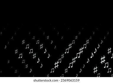 Dark Black vector backdrop with music notes. Decorative design in abstract style with music shapes. Modern design for wallpapers.
