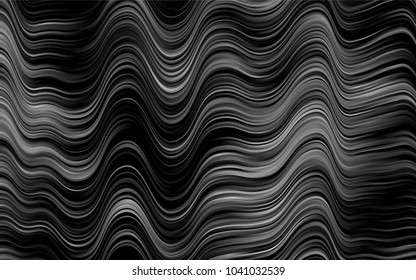 Dark Black vector background with bent lines. Shining illustration, which consist of blurred lines, circles. Marble style for your business design.