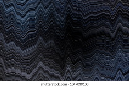 Dark Black vector background with bent ribbons. Modern gradient abstract illustration with bandy lines. Marble style for your business design.