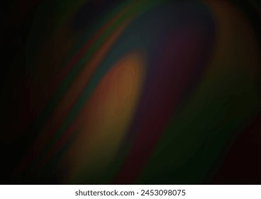 Dark Black vector background with bent lines. Blurred geometric sample with gradient bubbles.  Brand new design for your ads, poster, banner.