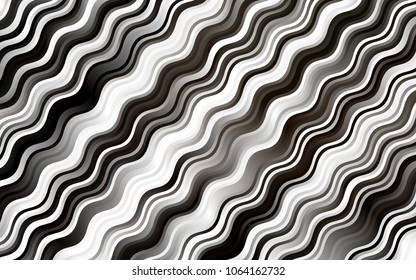 Dark Black vector background with curved circles. Shining crooked illustration in marble style. Pattern for your business design.