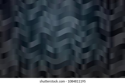 Dark Black vector background with curved circles. Shining illustration, which consist of blurred lines, circles. Textured wave pattern for backgrounds.