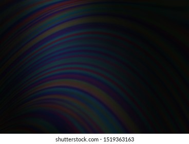 Dark Black vector background with curved circles. A vague circumflex abstract illustration with gradient. The template for cell phone backgrounds.
