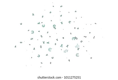 Dark Black vector background with Euro, Dollar, Yen. Abstract illustration with colored financial digital symbols. The pattern can be used for financial, investment websites.