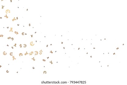 Dark Black vector background with Euro, Dollar, Yen. Colored symbols of all currency on white background. The pattern can be used as ads, poster, banner for payments.
