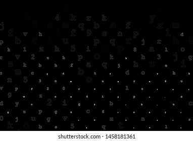 Dark Black vector background with signs of alphabet. Modern geometrical illustration with ABC english symbols. The pattern can be used as ads, poster, banner for books.