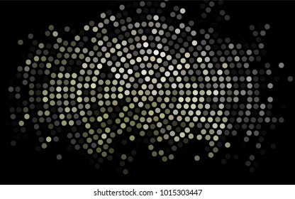 Dark Black vector banner with circles, spheres. Abstract spots. Background of Art bubbles in halftone style with colored gradient.