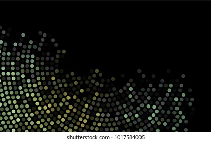 Dark Black vector banner with circles, spheres. Abstract spots. Background of Art bubbles in halftone style with colored gradient.
