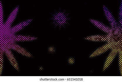 Dark Black vector banner with circles, spheres. Abstract spots. Background of Art bubbles in halftone style with colored gradient.