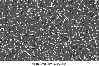 Dark Black vector banner with circles, spheres. Abstract spots. Background of Art bubbles in halftone style with colored gradient.