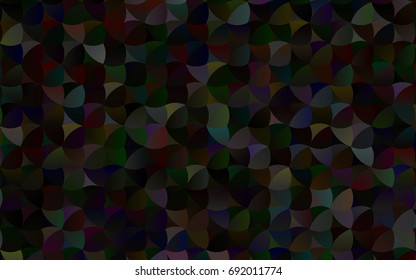 Dark Black vector banner with circles, spheres. Abstract spots. Background of Art bubbles in halftone style with colored gradient.