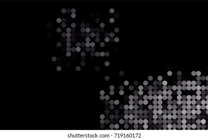 Dark Black vector banner with circles, spheres. Abstract spots. Background of Art bubbles in halftone style with colored gradient.