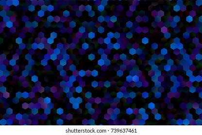 Dark Black vector blurry hexagon background design. Geometric background in Origami style with gradient. 