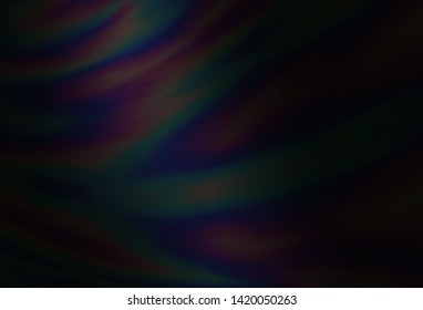 Dark Black vector colorful blur backdrop. Abstract colorful illustration with gradient. Background for designs.