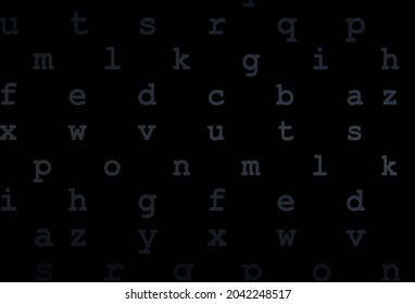 Dark black vector cover with english symbols. Blurred design in simple style with signs of alphabet. The pattern can be used as ads, poster, banner for books.