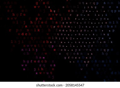 Dark black vector cover with english symbols. Blurred design in simple style with signs of alphabet. The pattern can be used for ad, booklets, leaflets of education.