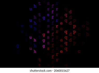 Cobertura vectorial negra oscura con símbolos ingleses. Ilustración geométrica moderna con símbolos ABC en inglés. Diseño inteligente para tu anuncio comercial de la universidad.