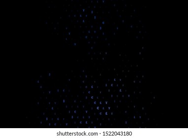 Dark Black vector cover with EUR, JPY, GBP signs. Blurred design in with symbols of EUR, JPY, GBP. Smart design for your business advert of economic, wealth.